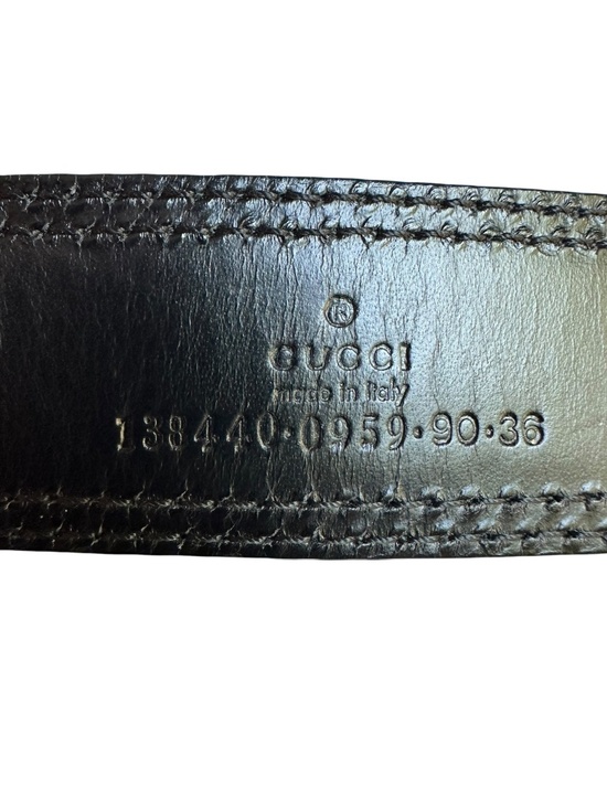 Authentic GUCCI Black Leather Belt With Gold G Logo Buckle Size 90 36 main image 4